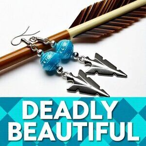 Blue & Silver Arrowheads! Lightweight Dangle Earrings